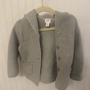 Gap Toddler Light Gray Knit Cardigan with Bunny Ears - 18-24M